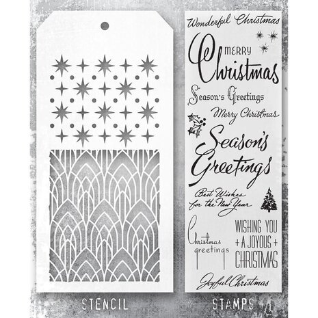 Stampers Anonymous Tim Holtz Clear Stamp and Stencil Set 56 (THMM156) Stampers Anonymous Tim Holtz Clear Stamp and Stencil Set 56 (THMM156)