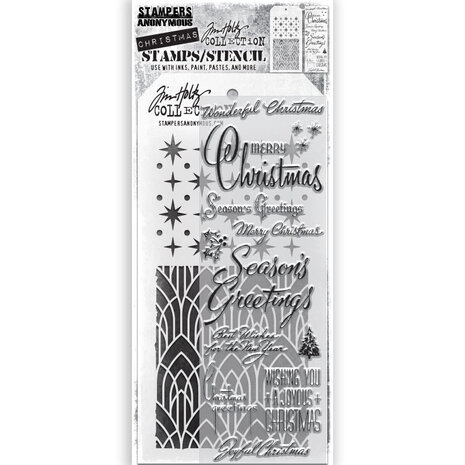 Stampers Anonymous Tim Holtz Clear Stamp and Stencil Set 56 (THMM156) Stampers Anonymous Tim Holtz Clear Stamp and Stencil Set 56 (THMM156)