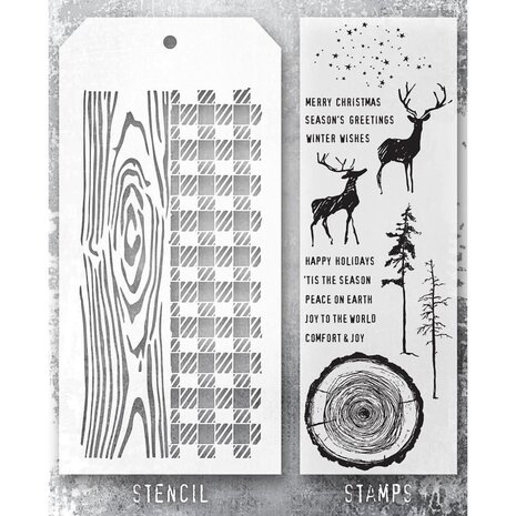 Stampers Anonymous Tim Holtz Clear Stamp and Stencil Set 57 (THMM157)