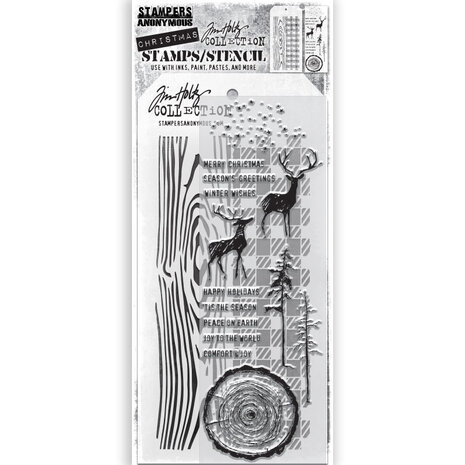Stampers Anonymous Tim Holtz Clear Stamp and Stencil Set 57 (THMM157)