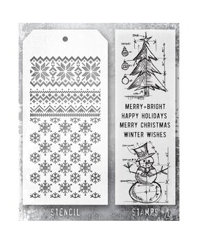 Stampers Anonymous Tim Holtz Clear Stamp and Stencil Set 58 (THMM158) Stampers Anonymous Tim Holtz Clear Stamp and Stencil Set 58 (THMM158)