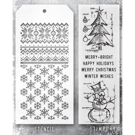 Stampers Anonymous Tim Holtz Clear Stamp and Stencil Set 58 (THMM158) Stampers Anonymous Tim Holtz Clear Stamp and Stencil Set 58 (THMM158)