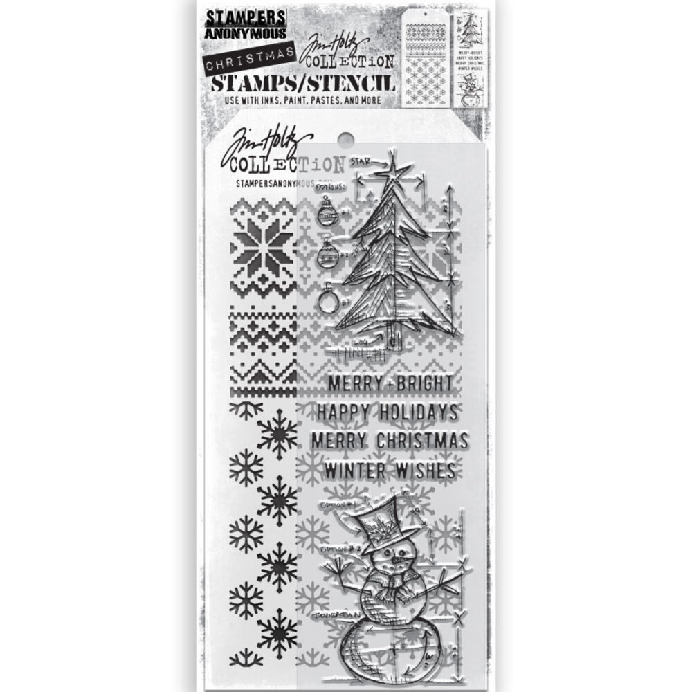 Stampers Anonymous Tim Holtz Clear Stamp and Stencil Set 58 (THMM158) Stampers Anonymous Tim Holtz Clear Stamp and Stencil Set 58 (THMM158)