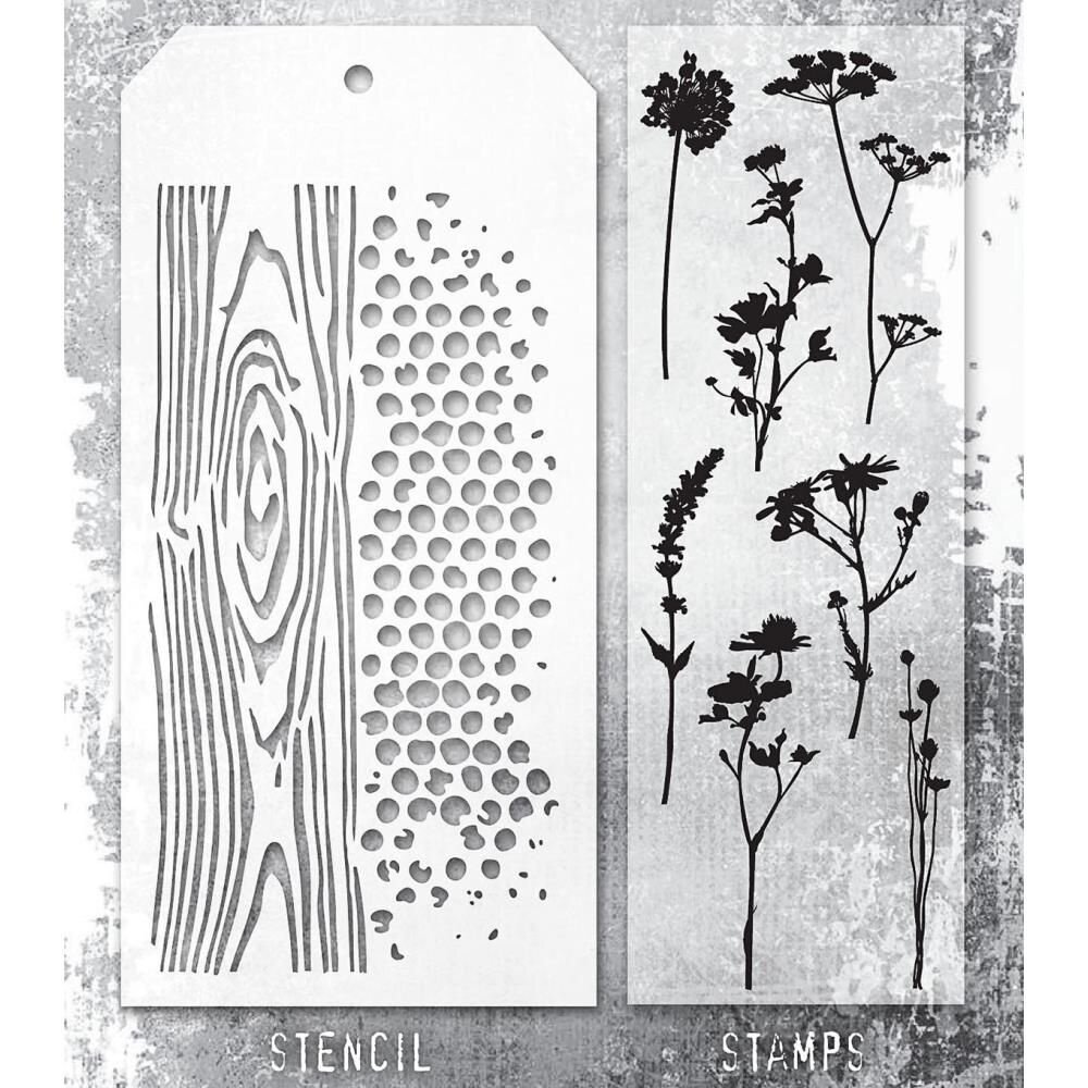 Stampers Anonymous Tim Holtz Clear Stamp and Stencil Set 59 (THMM159) Stampers Anonymous Tim Holtz Clear Stamp and Stencil Set 59 (THMM159)