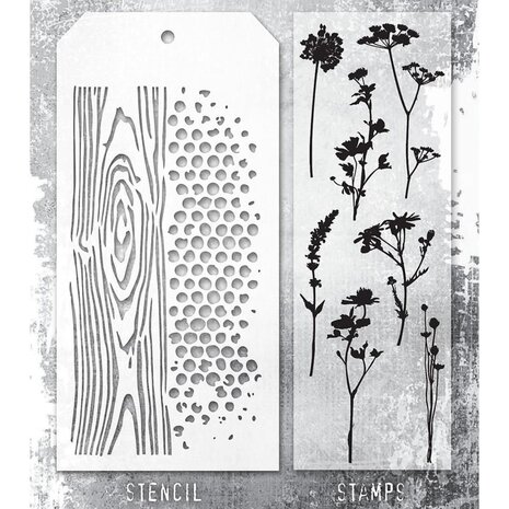 Stampers Anonymous Tim Holtz Clear Stamp and Stencil Set 59 (THMM159) Stampers Anonymous Tim Holtz Clear Stamp and Stencil Set 59 (THMM159)