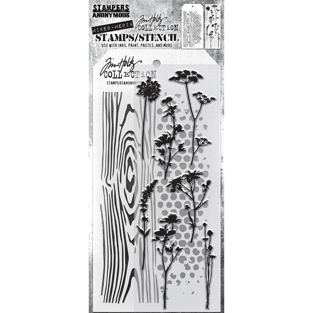 Stampers Anonymous Tim Holtz Clear Stamp and Stencil Set 59 (THMM159) Stampers Anonymous Tim Holtz Clear Stamp and Stencil Set 59 (THMM159)