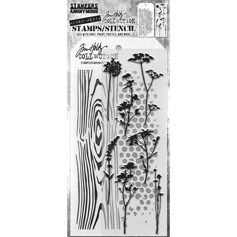 Stampers Anonymous Tim Holtz Clear Stamp and Stencil Set 59 (THMM159) Stampers Anonymous Tim Holtz Clear Stamp and Stencil Set 59 (THMM159)