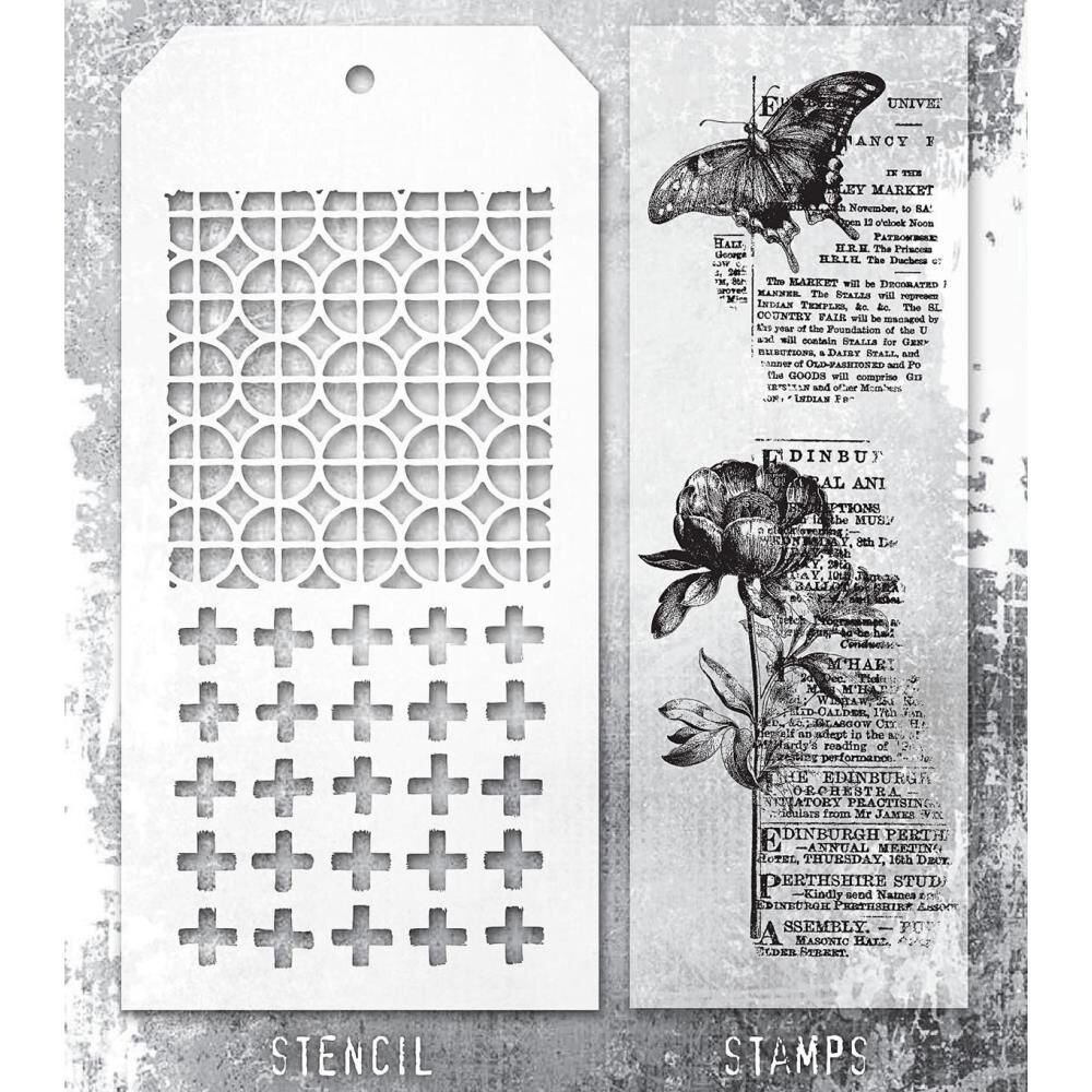 Stampers Anonymous Tim Holtz Clear Stamp and Stencil Set 60 (THMM160) Stampers Anonymous Tim Holtz Clear Stamp and Stencil Set 60 (THMM160)