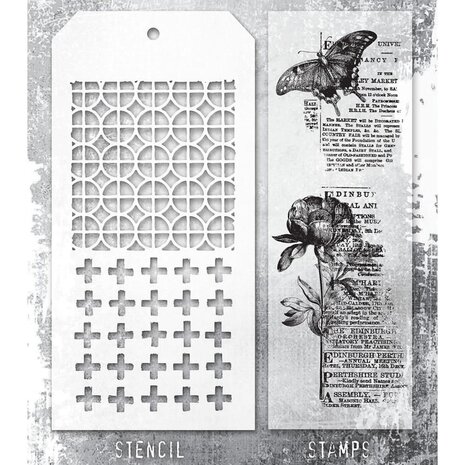 Stampers Anonymous Tim Holtz Clear Stamp and Stencil Set 60 (THMM160) Stampers Anonymous Tim Holtz Clear Stamp and Stencil Set 60 (THMM160)