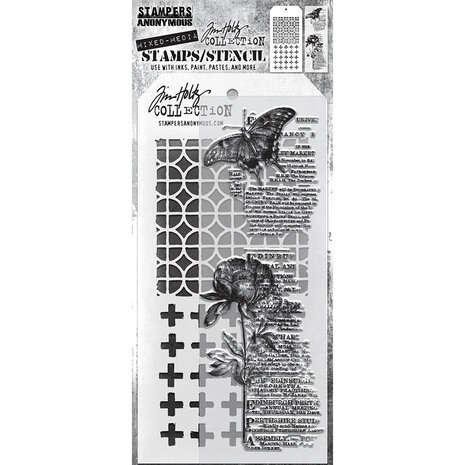 Stampers Anonymous Tim Holtz Clear Stamp and Stencil Set 60 (THMM160) Stampers Anonymous Tim Holtz Clear Stamp and Stencil Set 60 (THMM160)
