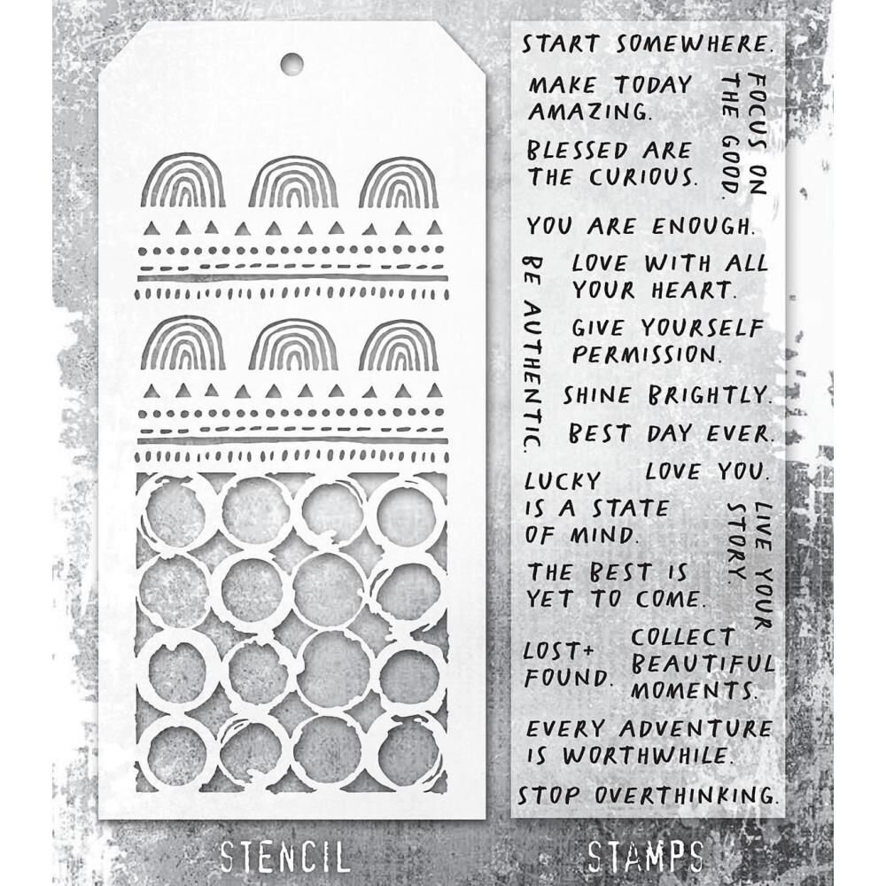 Stampers Anonymous Tim Holtz Clear Stamp and Stencil Set 62 (THMM162) Stampers Anonymous Tim Holtz Clear Stamp and Stencil Set 62 (THMM162)