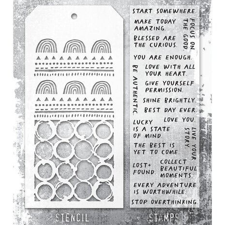 Stampers Anonymous Tim Holtz Clear Stamp and Stencil Set 62 (THMM162) Stampers Anonymous Tim Holtz Clear Stamp and Stencil Set 62 (THMM162)