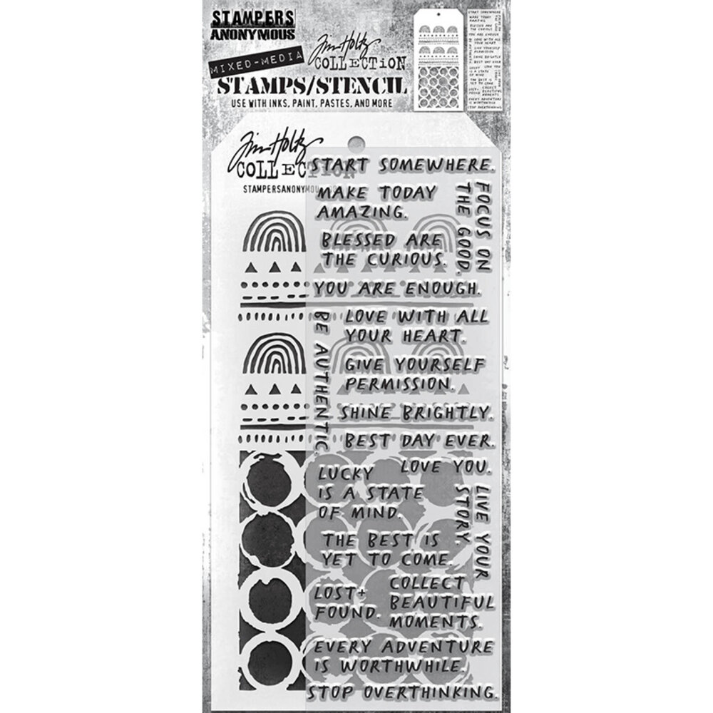 Stampers Anonymous Tim Holtz Clear Stamp and Stencil Set 62 (THMM162) Stampers Anonymous Tim Holtz Clear Stamp and Stencil Set 62 (THMM162)
