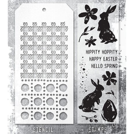 Stampers Anonymous Tim Holtz Clear Stamp and Stencil Set 63 (THMM163)