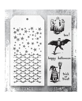 Stampers Anonymous Tim Holtz Clear Stamp and Stencil Trick Or Treat (THMM165) Stampers Anonymous Tim Holtz Clear Stamp and Stencil Trick Or Treat (THMM165)