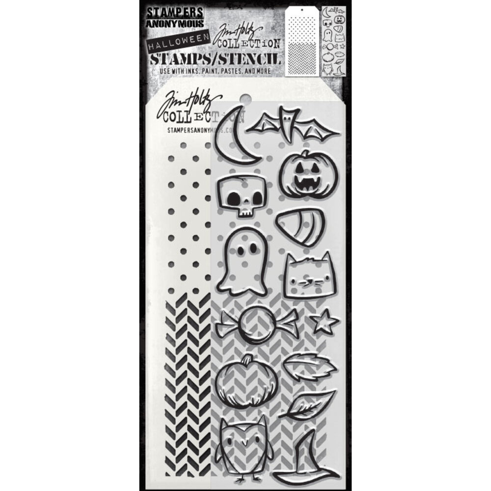 Stampers Anonymous Tim Holtz Clear Stamp and Stencil Tiny Frights (THMM168) Stampers Anonymous Tim Holtz Clear Stamp and Stencil Tiny Frights (THMM168)