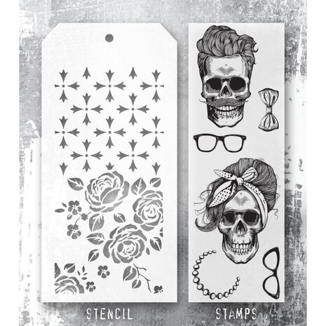 Stampers Anonymous Tim Holtz Clear Stamp and Stencil Wicked Hipsters (THMM171) Stampers Anonymous Tim Holtz Clear Stamp and Stencil Wicked Hipsters (THMM171)