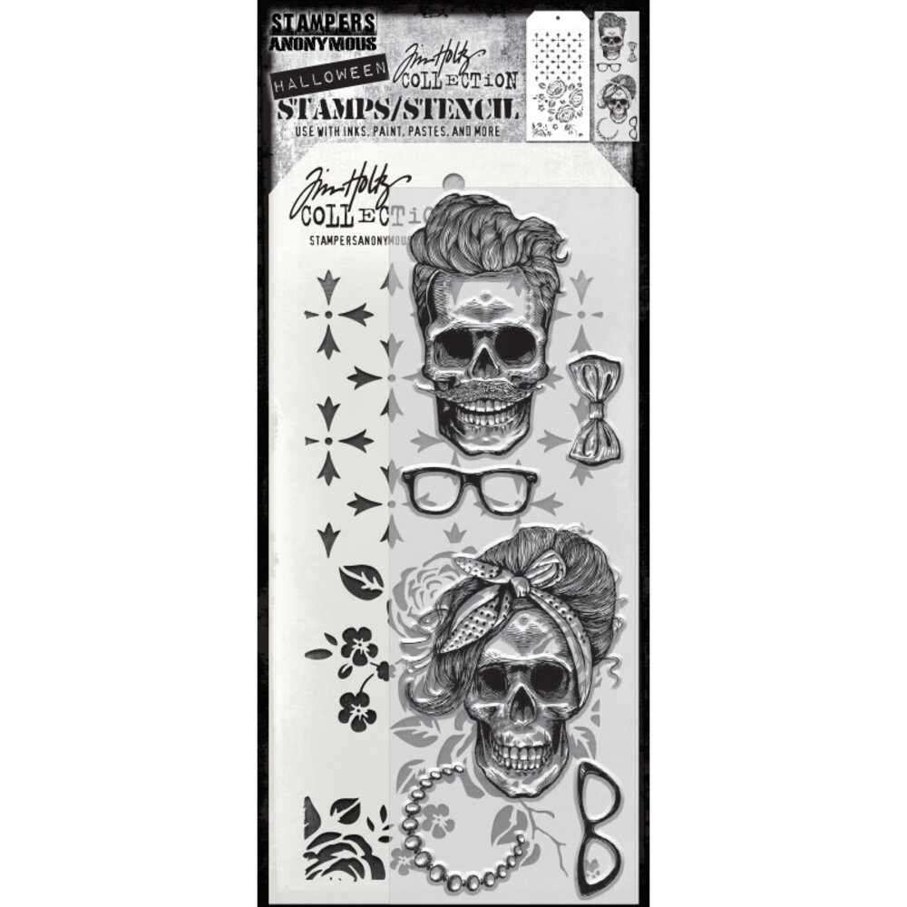 Stampers Anonymous Tim Holtz Clear Stamp and Stencil Wicked Hipsters (THMM171) Stampers Anonymous Tim Holtz Clear Stamp and Stencil Wicked Hipsters (THMM171)