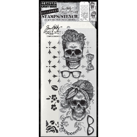 Stampers Anonymous Tim Holtz Clear Stamp and Stencil Wicked Hipsters (THMM171) Stampers Anonymous Tim Holtz Clear Stamp and Stencil Wicked Hipsters (THMM171)