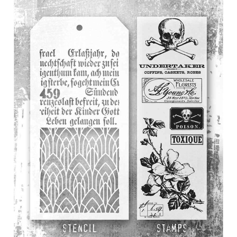 Stampers Anonymous Tim Holtz Clear Stamp and Stencil Rest In Peace (THMM172) Stampers Anonymous Tim Holtz Clear Stamp and Stencil Rest In Peace (THMM172)