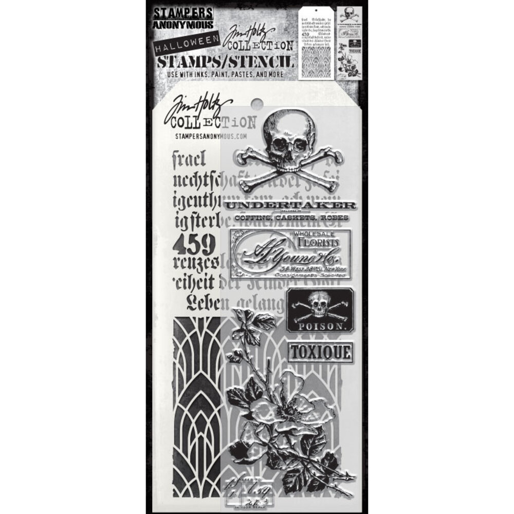 Stampers Anonymous Tim Holtz Clear Stamp and Stencil Rest In Peace (THMM172) Stampers Anonymous Tim Holtz Clear Stamp and Stencil Rest In Peace (THMM172)