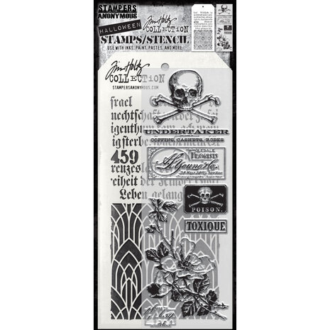 Stampers Anonymous Tim Holtz Clear Stamp and Stencil Rest In Peace (THMM172) Stampers Anonymous Tim Holtz Clear Stamp and Stencil Rest In Peace (THMM172)