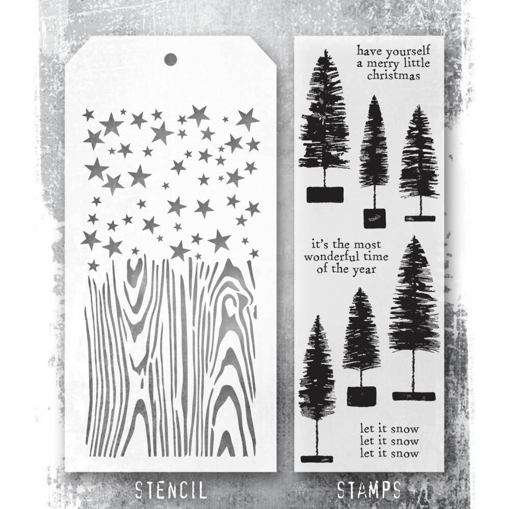 Stampers Anonymous Tim Holtz Clear Stamp and Stencil Bottlebrush Trees (THMM173) Stampers Anonymous Tim Holtz Clear Stamp and Stencil Bottlebrush Trees (THMM173)