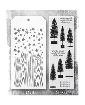 Stampers Anonymous Tim Holtz Clear Stamp and Stencil Bottlebrush Trees (THMM173) Stampers Anonymous Tim Holtz Clear Stamp and Stencil Bottlebrush Trees (THMM173)