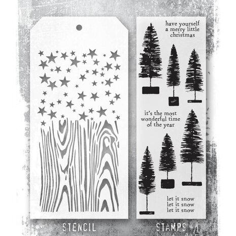 Stampers Anonymous Tim Holtz Clear Stamp and Stencil Bottlebrush Trees (THMM173) Stampers Anonymous Tim Holtz Clear Stamp and Stencil Bottlebrush Trees (THMM173)