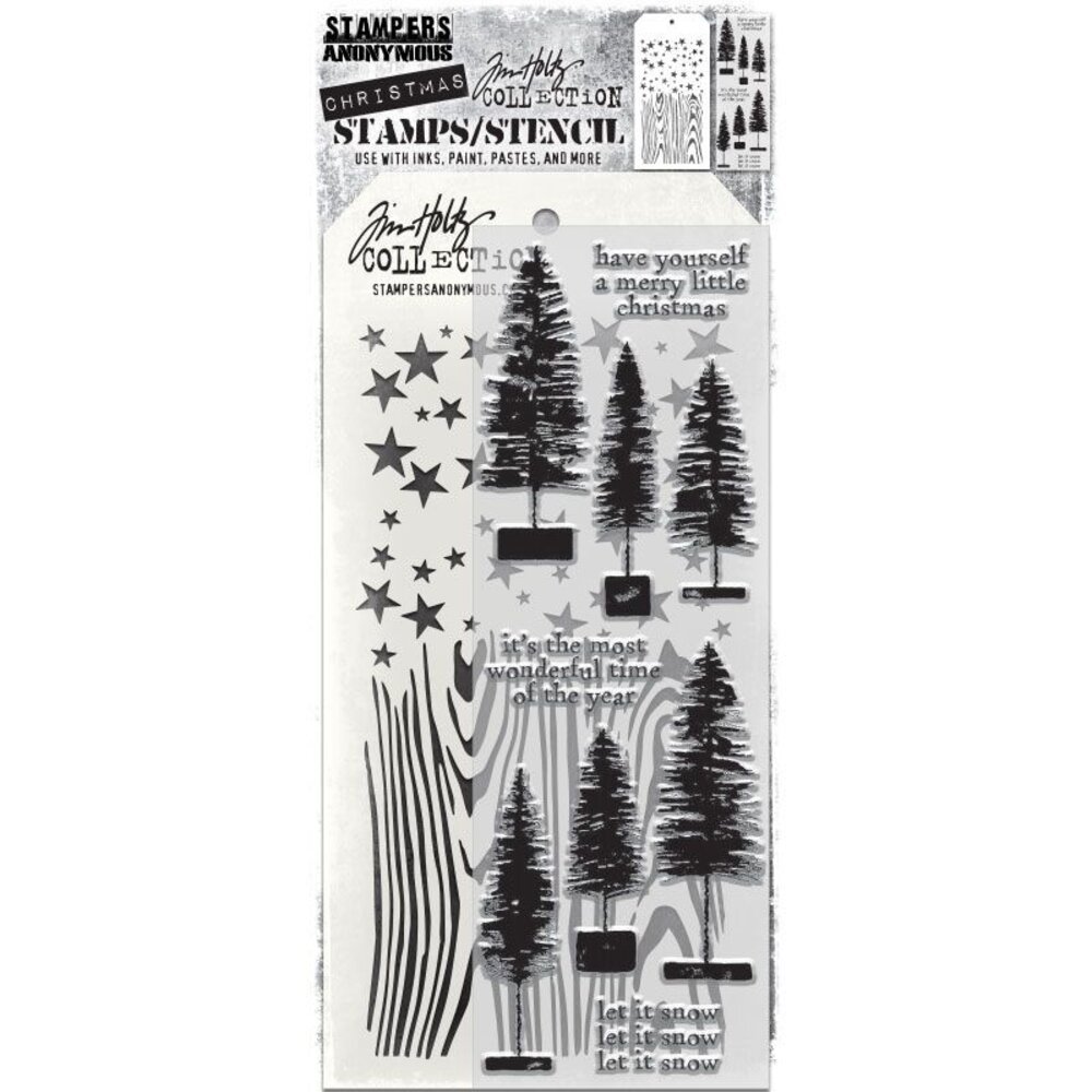 Stampers Anonymous Tim Holtz Clear Stamp and Stencil Bottlebrush Trees (THMM173) Stampers Anonymous Tim Holtz Clear Stamp and Stencil Bottlebrush Trees (THMM173)