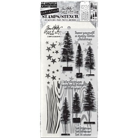 Stampers Anonymous Tim Holtz Clear Stamp and Stencil Bottlebrush Trees (THMM173) Stampers Anonymous Tim Holtz Clear Stamp and Stencil Bottlebrush Trees (THMM173)