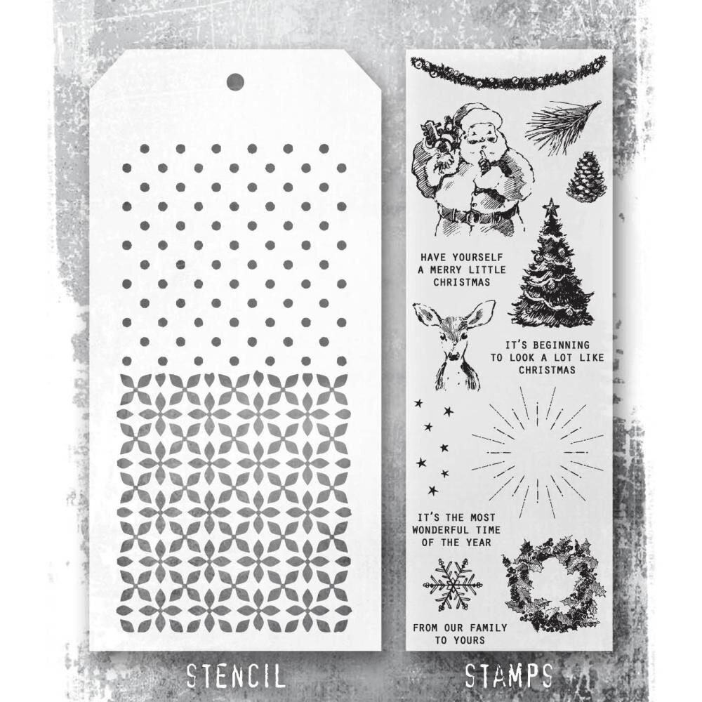 Stampers Anonymous Tim Holtz Clear Stamp and Stencil Darling Christmas (THMM174) Stampers Anonymous Tim Holtz Clear Stamp and Stencil Darling Christmas (THMM174)