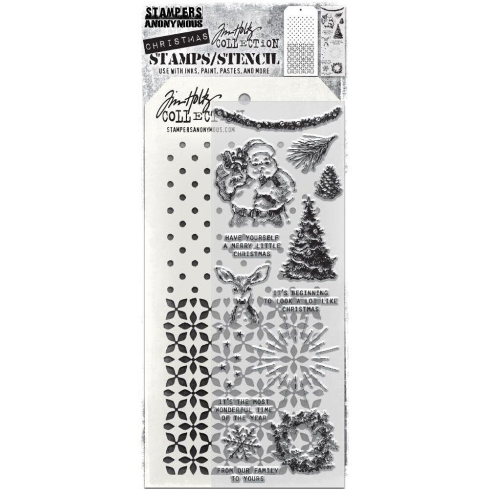 Stampers Anonymous Tim Holtz Clear Stamp and Stencil Darling Christmas (THMM174) Stampers Anonymous Tim Holtz Clear Stamp and Stencil Darling Christmas (THMM174)
