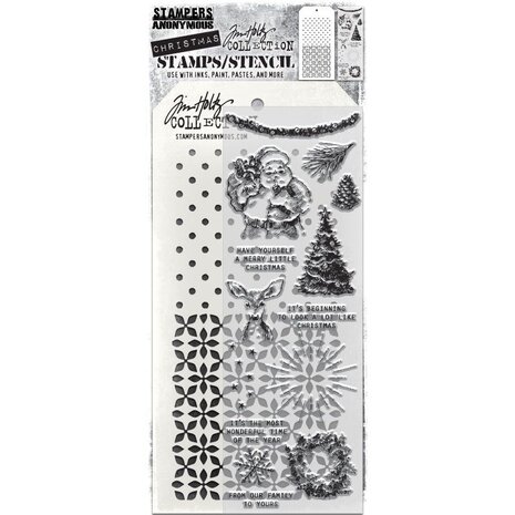 Stampers Anonymous Tim Holtz Clear Stamp and Stencil Darling Christmas (THMM174) Stampers Anonymous Tim Holtz Clear Stamp and Stencil Darling Christmas (THMM174)