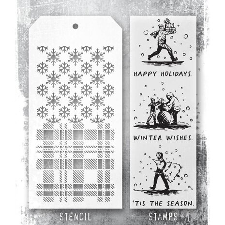 Stampers Anonymous Tim Holtz Clear Stamp and Stencil Holiday Sketchbook (THMM176) Stampers Anonymous Tim Holtz Clear Stamp and Stencil Holiday Sketchbook (THMM176)