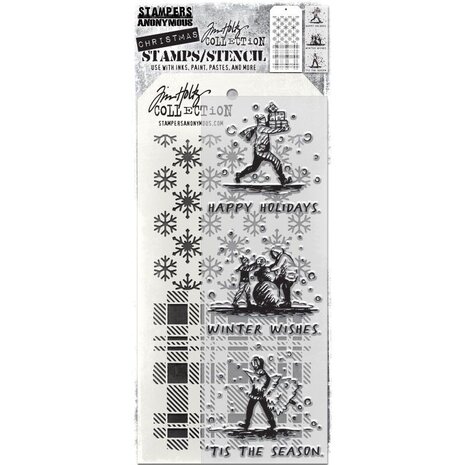 Stampers Anonymous Tim Holtz Clear Stamp and Stencil Holiday Sketchbook (THMM176) Stampers Anonymous Tim Holtz Clear Stamp and Stencil Holiday Sketchbook (THMM176)