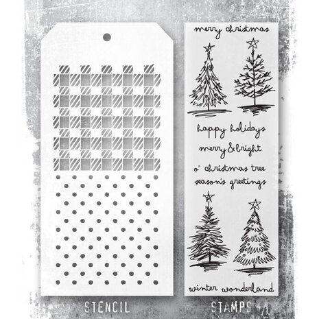 Stampers Anonymous Tim Holtz Clear Stamp and Stencil Scribbly Christmas (THMM178) Stampers Anonymous Tim Holtz Clear Stamp and Stencil Scribbly Christmas (THMM178)