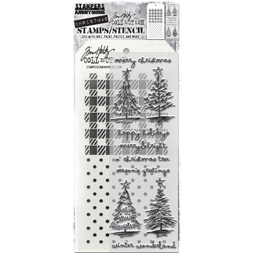 Stampers Anonymous Tim Holtz Clear Stamp and Stencil Scribbly Christmas (THMM178) Stampers Anonymous Tim Holtz Clear Stamp and Stencil Scribbly Christmas (THMM178)