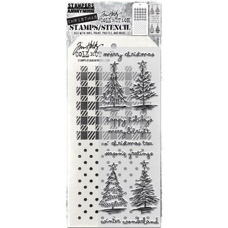 Stampers Anonymous Tim Holtz Clear Stamp and Stencil Scribbly Christmas (THMM178) Stampers Anonymous Tim Holtz Clear Stamp and Stencil Scribbly Christmas (THMM178)