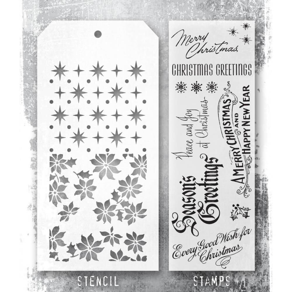 Stampers Anonymous Tim Holtz Clear Stamp and Stencil Vintage Christmas (THMM180)