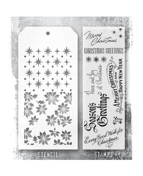 Stampers Anonymous Tim Holtz Clear Stamp and Stencil Vintage Christmas (THMM180) Stampers Anonymous Tim Holtz Clear Stamp and Stencil Vintage Christmas (THMM180)