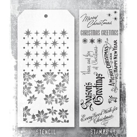 Stampers Anonymous Tim Holtz Clear Stamp and Stencil Vintage Christmas (THMM180)
