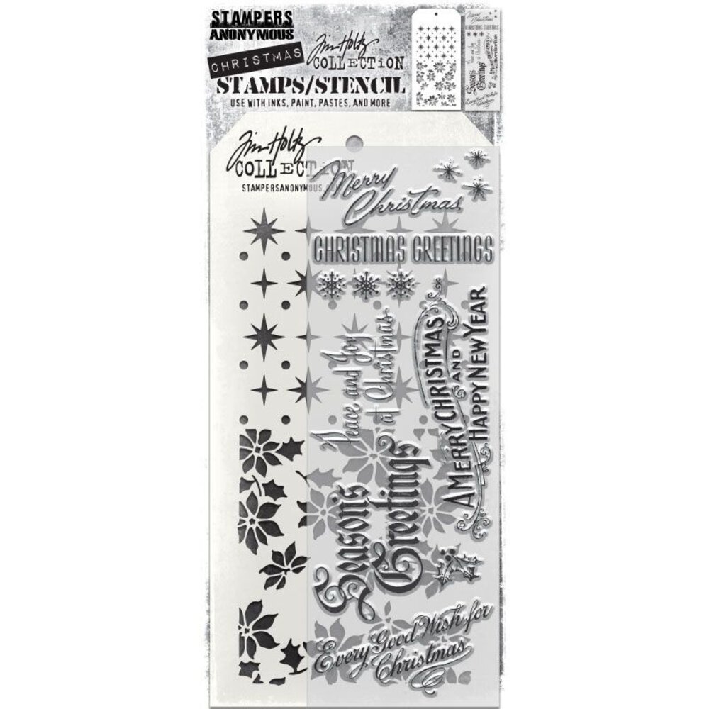 Stampers Anonymous Tim Holtz Clear Stamp and Stencil Vintage Christmas (THMM180)