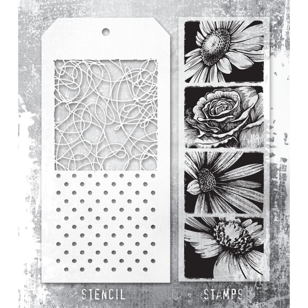 Stampers Anonymous Tim Holtz Clear Stamp and Stencil Bold Botanicals (THMM181) Stampers Anonymous Tim Holtz Clear Stamp and Stencil Bold Botanicals (THMM181)