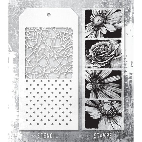 Stampers Anonymous Tim Holtz Clear Stamp and Stencil Bold Botanicals (THMM181) Stampers Anonymous Tim Holtz Clear Stamp and Stencil Bold Botanicals (THMM181)