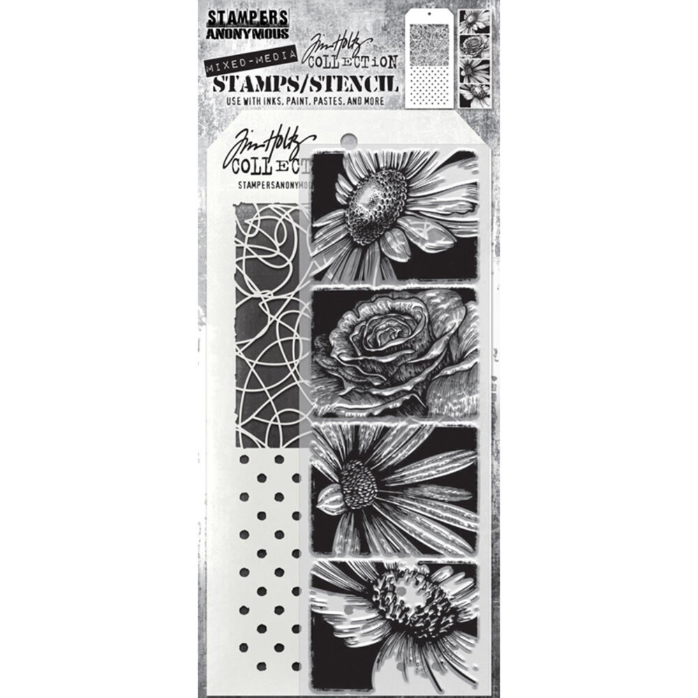 Stampers Anonymous Tim Holtz Clear Stamp and Stencil Bold Botanicals (THMM181) Stampers Anonymous Tim Holtz Clear Stamp and Stencil Bold Botanicals (THMM181)