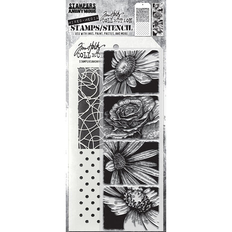 Stampers Anonymous Tim Holtz Clear Stamp and Stencil Bold Botanicals (THMM181) Stampers Anonymous Tim Holtz Clear Stamp and Stencil Bold Botanicals (THMM181)