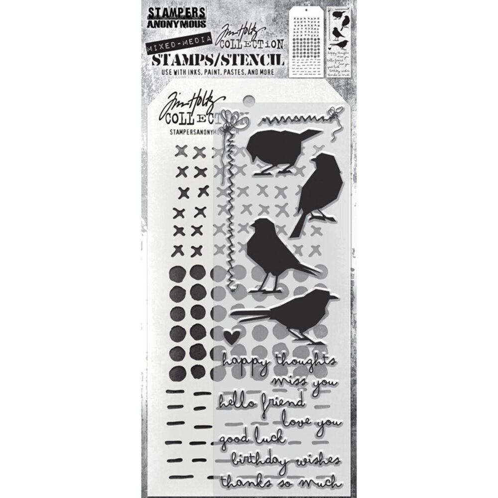 Stampers Anonymous Tim Holtz Clear Stamp and Stencil Shilhoutte Birds (THMM182) Stampers Anonymous Tim Holtz Clear Stamp and Stencil Shilhoutte Birds (THMM182)