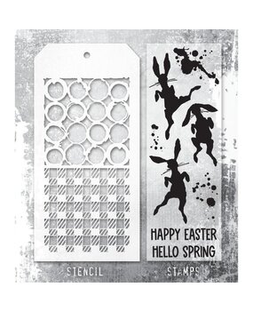 Stampers Anonymous Tim Holtz Clear Stamp and Stencil Bunny Hop (THMM183) Stampers Anonymous Tim Holtz Clear Stamp and Stencil Bunny Hop (THMM183)