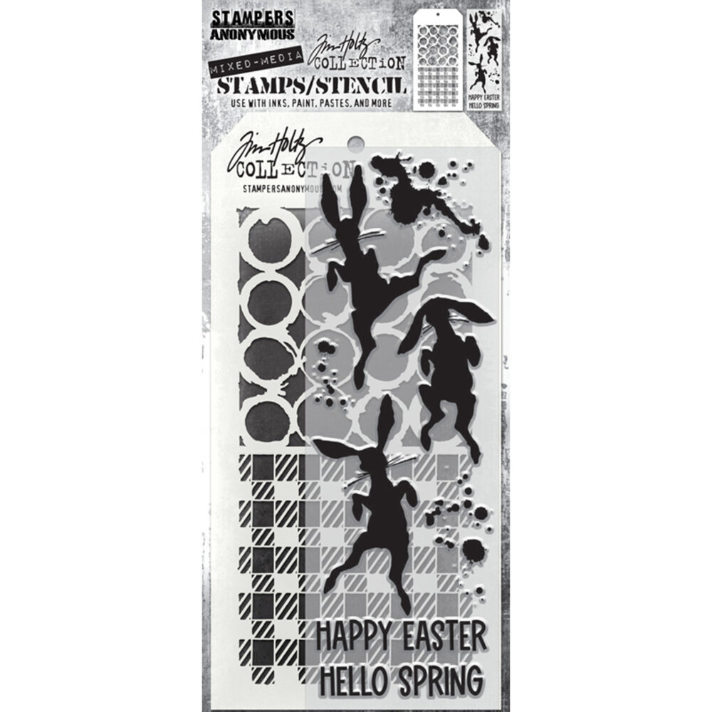 Stampers Anonymous Tim Holtz Clear Stamp and Stencil Bunny Hop (THMM183) Stampers Anonymous Tim Holtz Clear Stamp and Stencil Bunny Hop (THMM183)